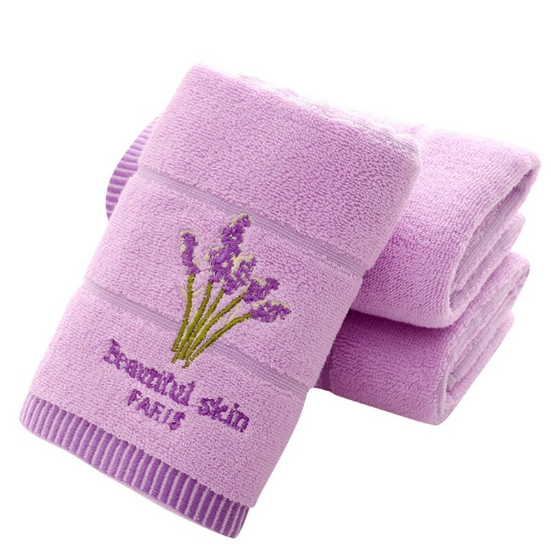 Urijk 1pc Embroidery Lavender Towel High Absorbent Towels Cotton Face Towels Bath Towel For Adults Washcloths