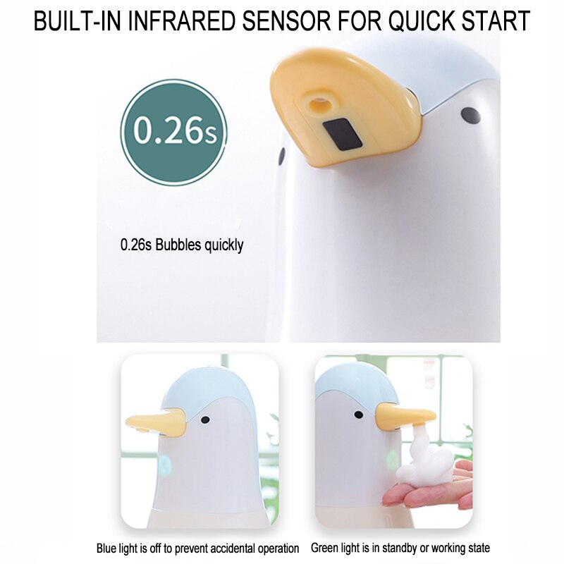 Pingouin – distributeur automatique de savon mousseux pour les mains, Machine à Induction, lave-mains pour salle de bains et cuisine, pompe à mousse pour enfants