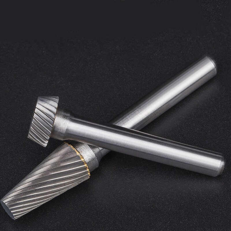 Conical Flat Head Hard Tungsten Steel Wood Carving Tool Grinding Head Milling Cutter S-shaped Rotating Cutter Single Slot