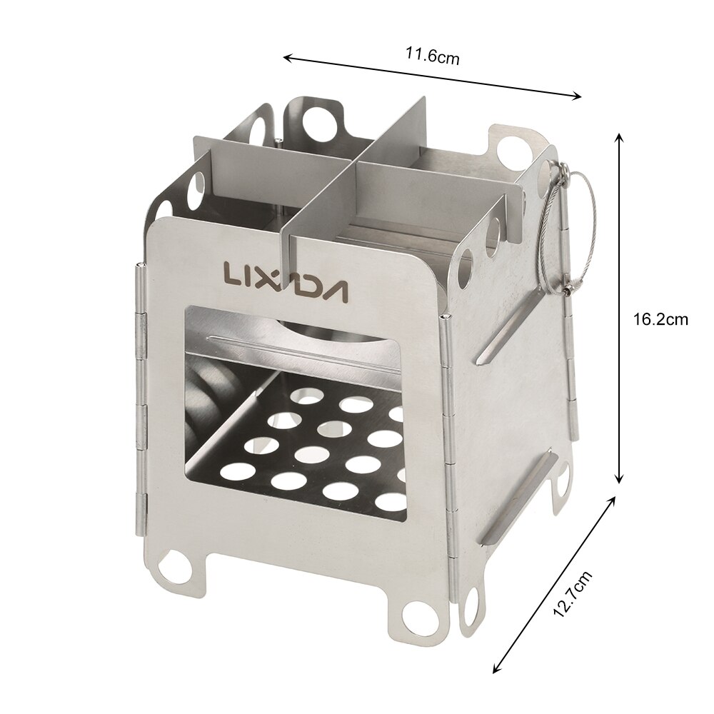Lixada Outdoor Camping Wood Stoves Folding Pocket Stove Lightweight Portable Stainless Steel Stove Backpacking Cooking Picnic: Type 1