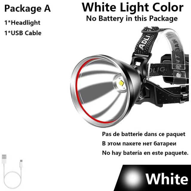 Super XHP90 exterior LED farol, USB recarregável cabeça lanterna, bicicleta lâmpada, tocha, mais poderoso, 500000LM, 1000m: Azul