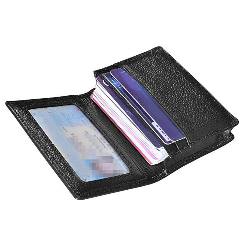 Porte-carte d'affaires en cuir porte-cartes de visite portefeuille de carte de crédit avec blocage de fenêtre d'identité