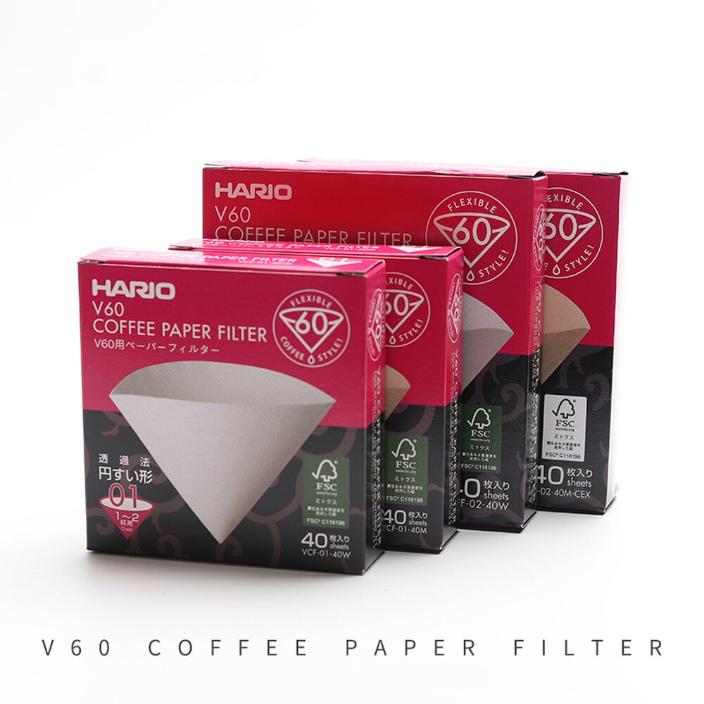 Hario  v60 filterkaffe 01 02 tæller espressokaffe naturlige papirfiltre til 4 kopper barista dryp kaffefilter japan importeret