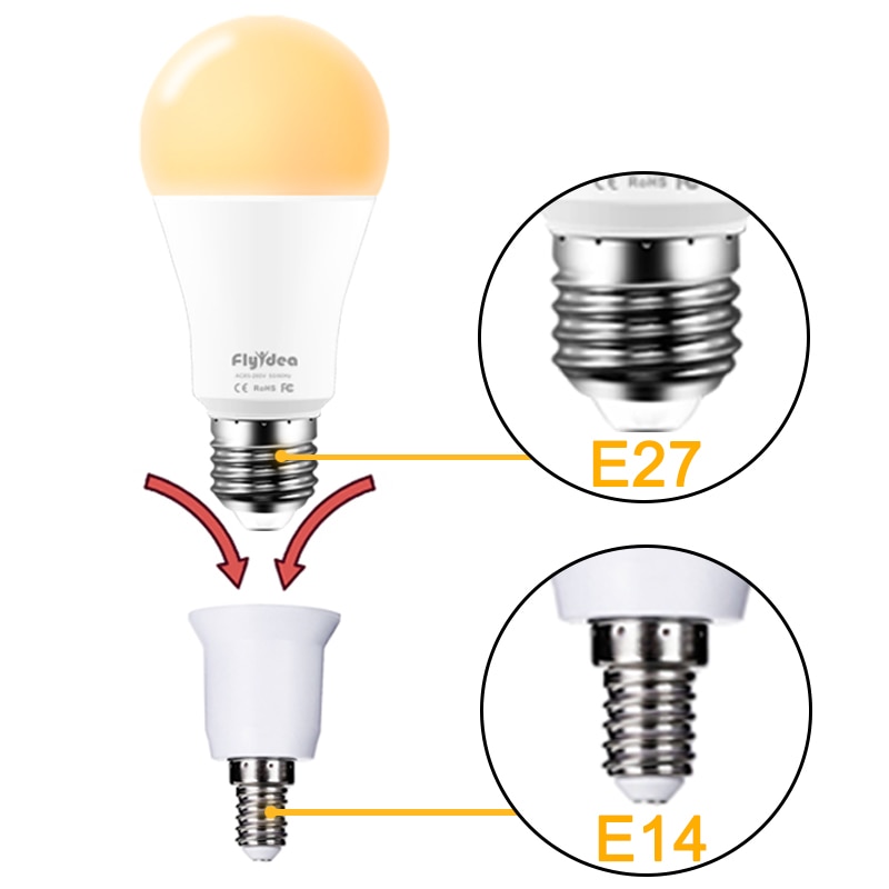 E14 to e27 led lampe base pærefatning med lysholder konvertere pc+ aluminium hvid husholdningsbelysning tilbehør