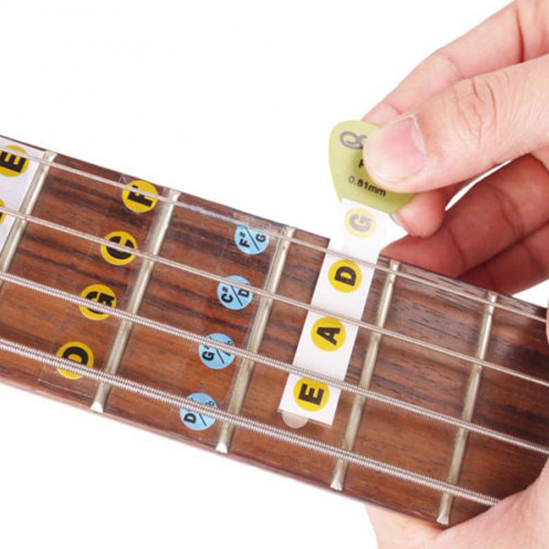 2 Stuks Fretboard Notities Kaart Gitaar Schaal Etiketten Sticker Toets Fret Decals Voor 4-Snarige Bas Akoestische Elektrische gitaar