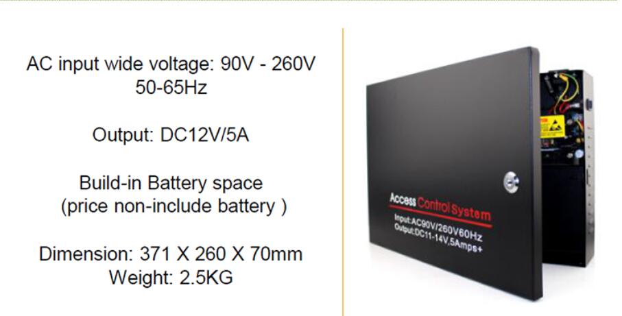 12 v 5a porta porta de acesso controlador bloqueio fonte alimentação transformador caixa gabinete caso (com interface de bateria)