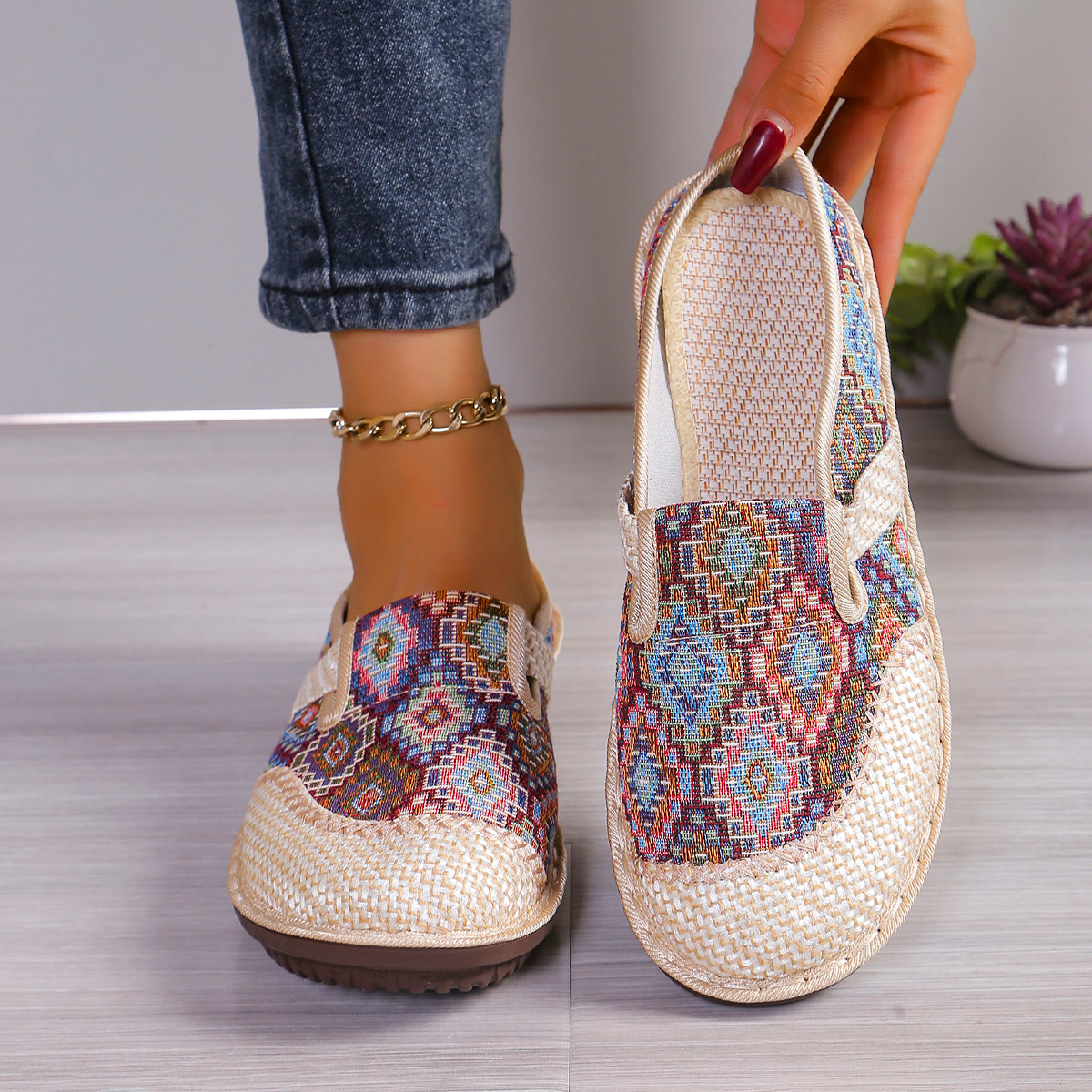 Damenschuhe, lässiger Sneaker, weiche Sohle, leichte Unterhose-an-Freizeitschuhe, halb ziehen Täglich, bequeme Pantoletten, Damen-Sommerschuhe