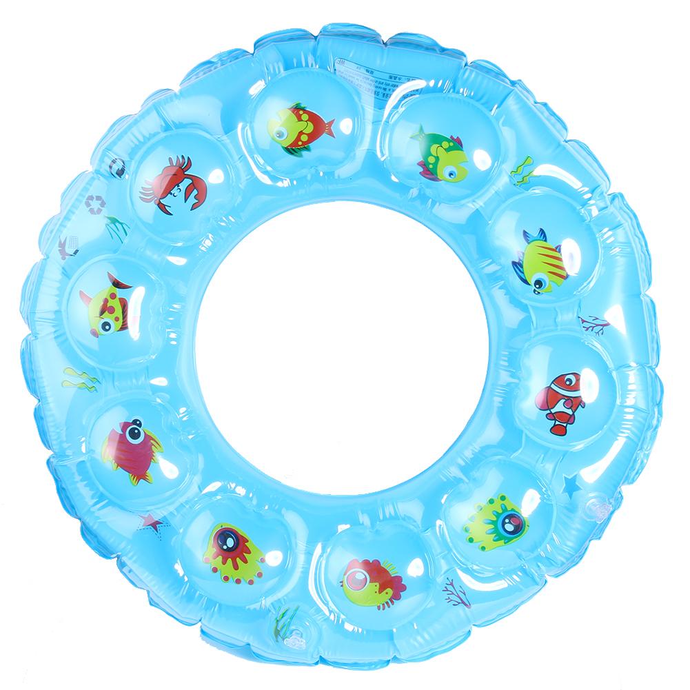 55/65/75cm Diameter Cartoon Pattern Air Inflatable Float Raft Circles PVC Swimming Rings Water Sports Products: Blue-80 cm