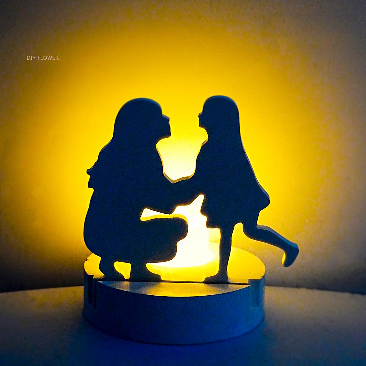 Portavelas para madre e hija, molde de silicona DIY en cuclillas para mamá, chica bailando, molde para candelabro 3D, para el día de la madre, decoración del hogar