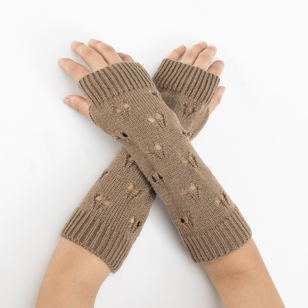 Vrouwen Meisjes Handschoenen Mode Handwarmer Winter Handschoenen Vrouwen Arm Gehaakte Breien Hollow Hart Mitten Warm Vingerloze Handschoenen