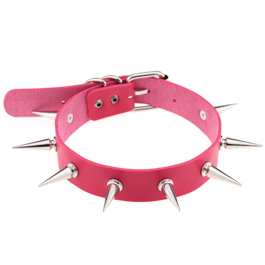 Gargantilla de Punta larga rosa para hombre y mujer, Collar Punk con remaches, Gargantilla con tachuelas, joyería gótica de Metal, accesorios góticos de 2022: Rose red