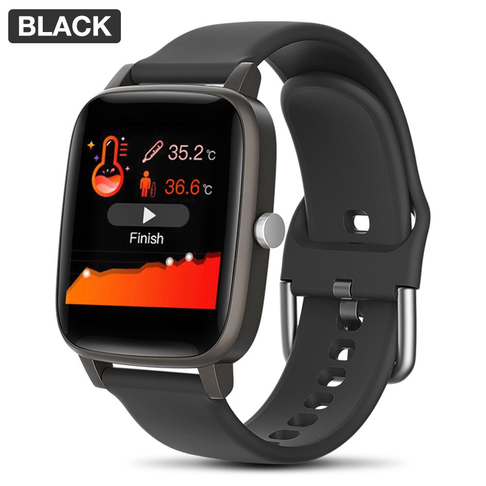 T98 Smart Bracelet Fitness Tracker Smart Watch Heart Rate Body Temperature Monitor Step Calorie Counter IP67 Waterproof: Black