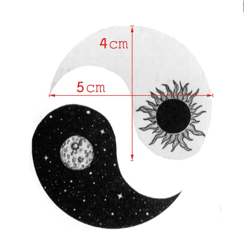 Sol og måne yin og yang vandtæt midlertidige tatoveringer klistermærke til mænd og kvinder kropskunst tatovering skønhed midlertidig tatovering