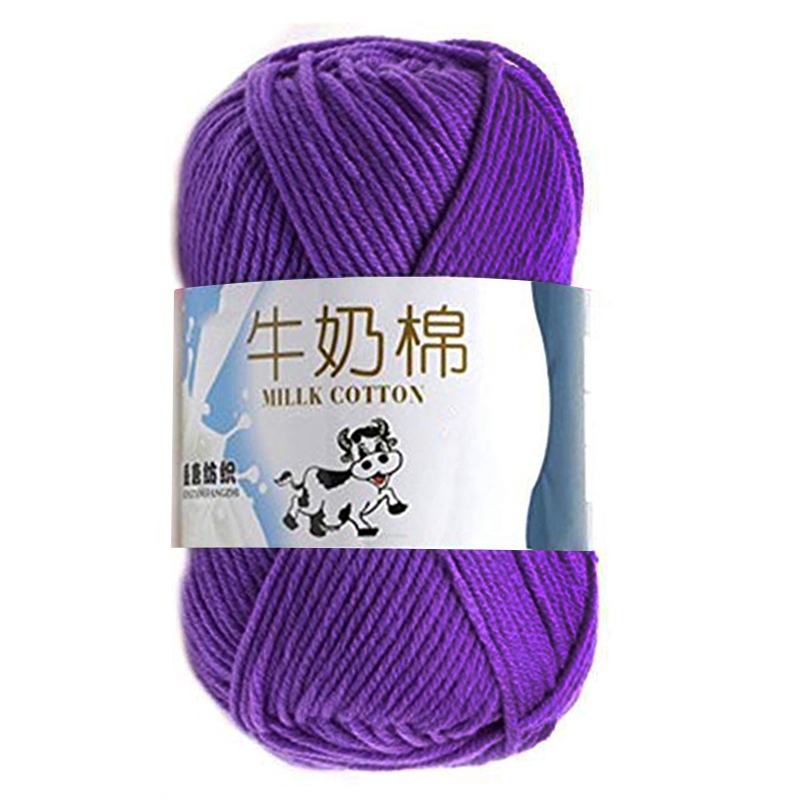 50g/ball Colorful Combed Soft Baby Milk Cotton Yarn Fiber Velvet Yarn Hand Knitting Wool Crochet Yarn DIY Sweater wool yarn: lilac