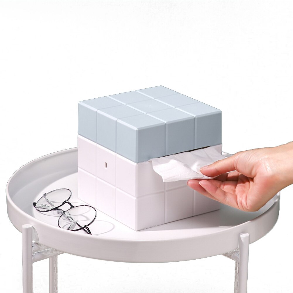 Caja de pañuelos cubo mágico tallado hueco extraíble estable fijo Portable papel higiénico titular caja de almacenamiento de papel tisú