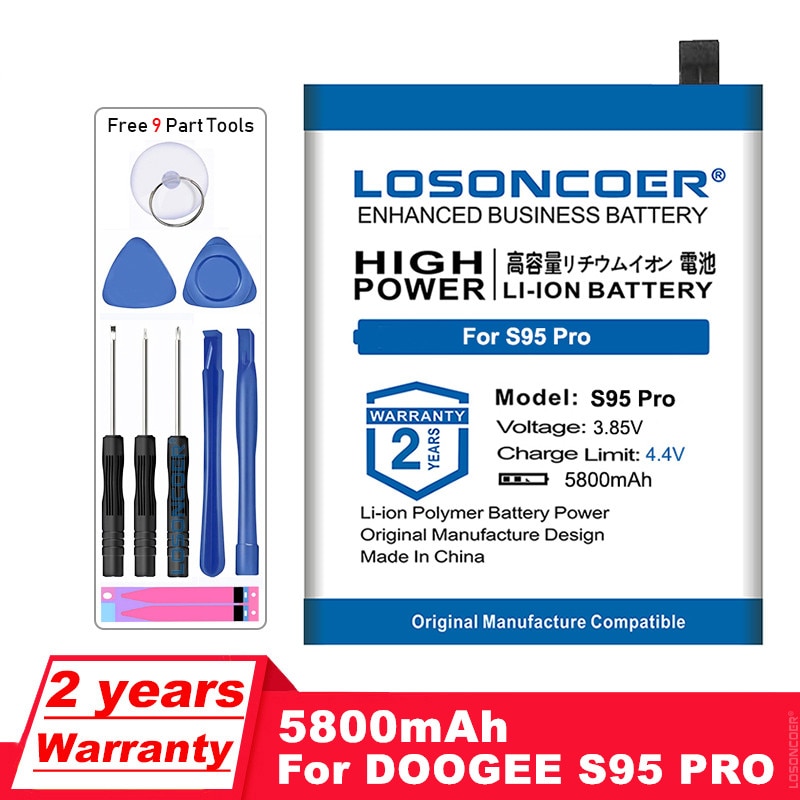 Losoncoer 5800 Mah BAT19M105150 S95 Pro Vervanging Batterijen Voor Doogee S95 Pro Smart Telefoon Batterij
