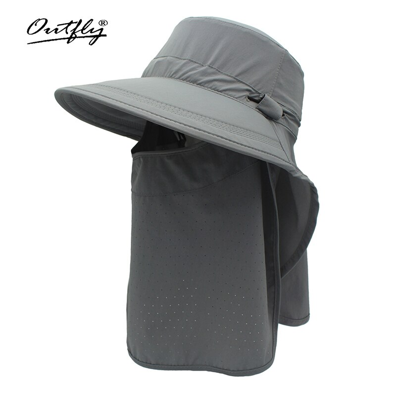 Outfly Brand Summer Sun Visor Hat Removable Mask and Neck Multi-functional Outdoor Hat for Women: Light grey