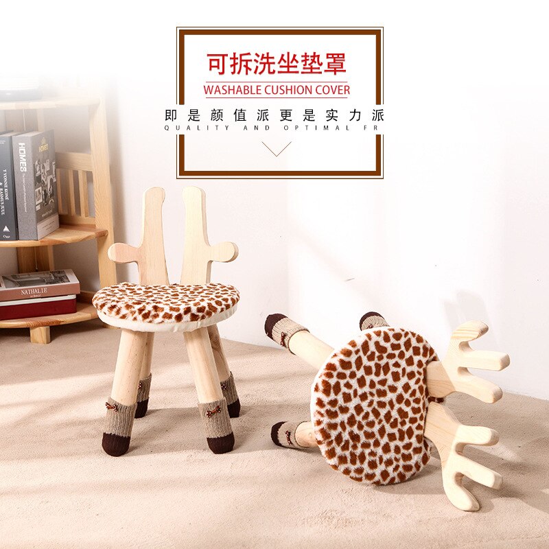 LazyChild sgabello per bambini sedia in legno massello per bambini cartone animato cervo coniglio panca antiscivolo sgabello per piedi scuola materna casa