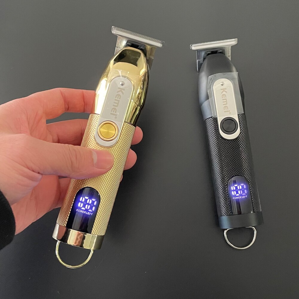 Kemei – tondeuse à cheveux professionnelle pour hommes, rasoir électrique à 0mm avec écran LCD, Rechargeable, idéal pour couper la barbe, KM-1760