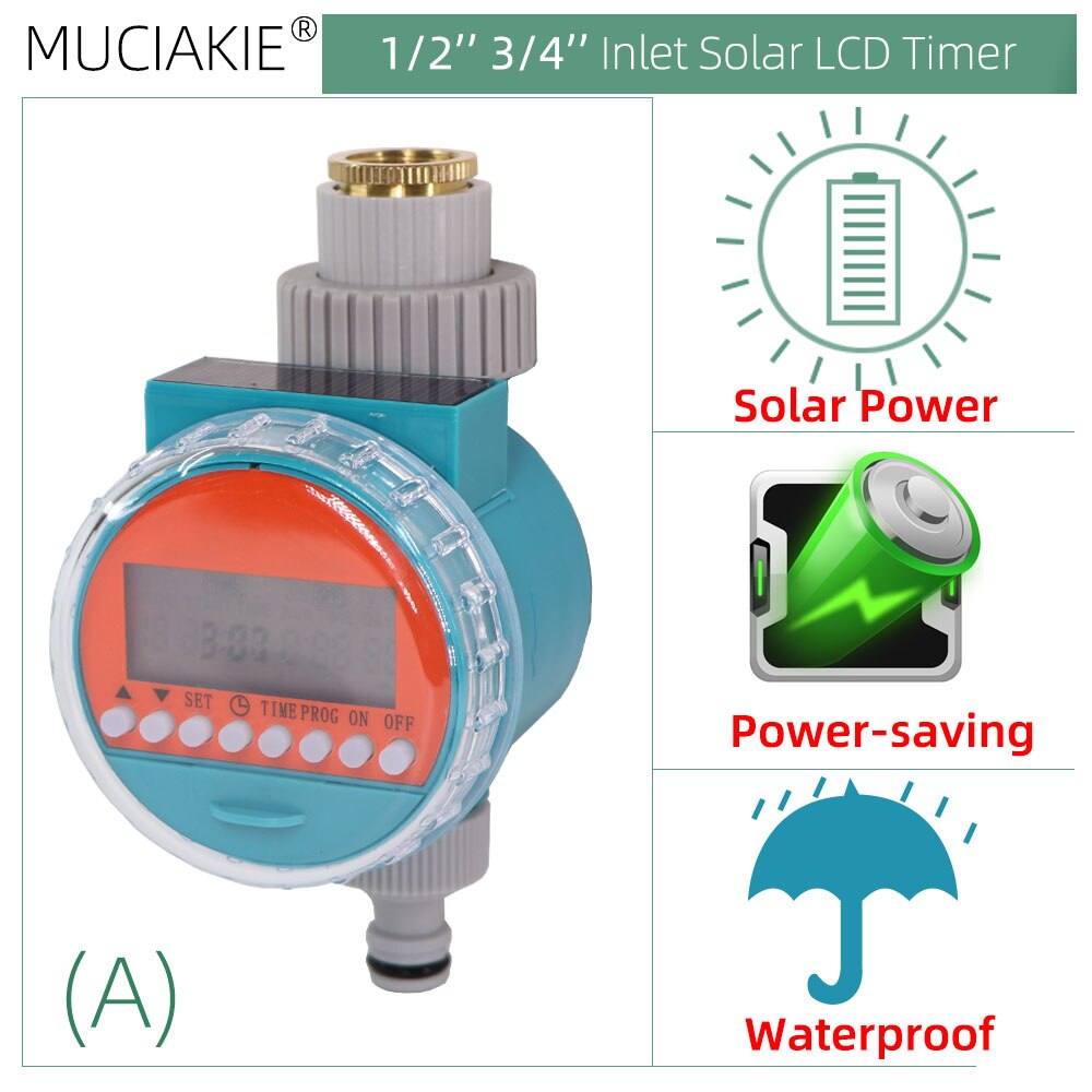 Garden Solar Battery Powered Watering Timer Drip Irrigation Greenhouse Electronic Automatic Irrigator Controller System: A