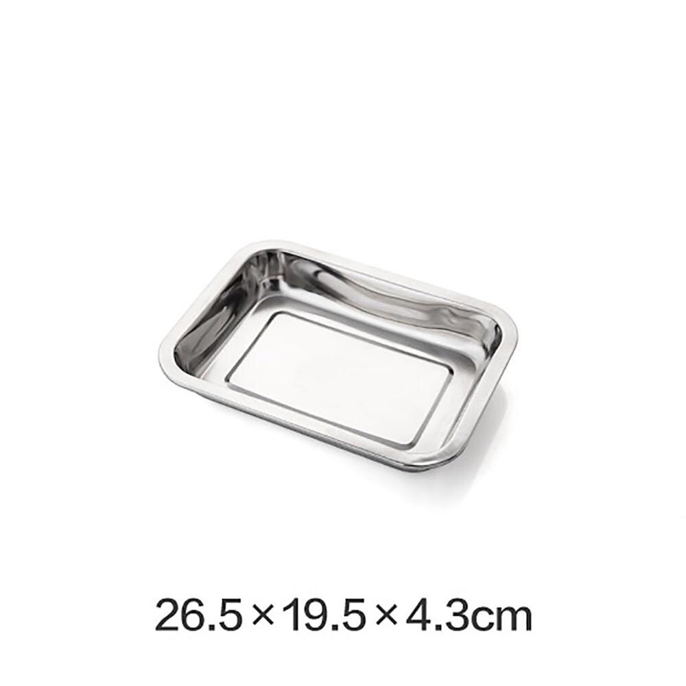 OTHERHOUSE Stainless Steel Serving Plate Dumpling Dish Rectangle Vegetable Fruit Tray Baking Cooking Restaurant Plates Tableware: 26.5 19.5 4.3 cm