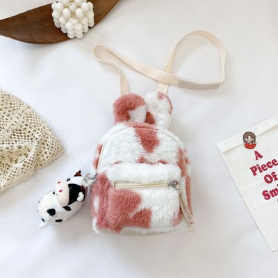 Kid's Backpack Korean Children's Plush Bag Shoulder Bag Girls Simple Rabbit Shoulder Bag 3D Cartoon Animal Backpack: style 2