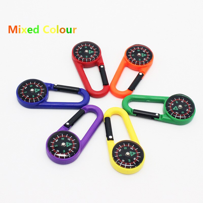 1 Stck Farbige Kunststoff Mini Kompass draussen Camping Wandern Reise Karabiner freundlicher Spielzeug Kompass Kleine Mischfarbe: Ursprünglich Titel