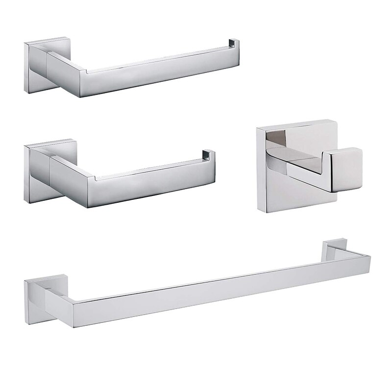 Chrome Badkamer Hardware Accessoire Set Inclusief Handdoek Bar Toiletrolhouder Handdoekhouder Gewaad Haak Premium SUS304 Roestvrij S