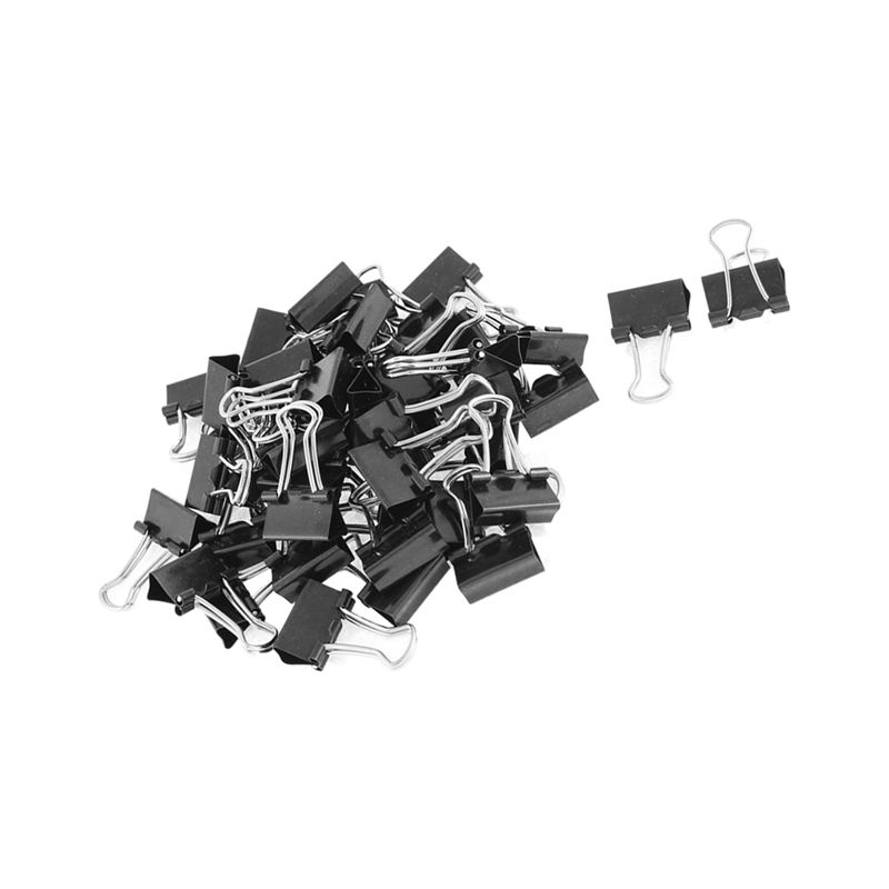 Metal spring Binders Clip for Paper document Office stationery paper clips 15mm 48pieces Black