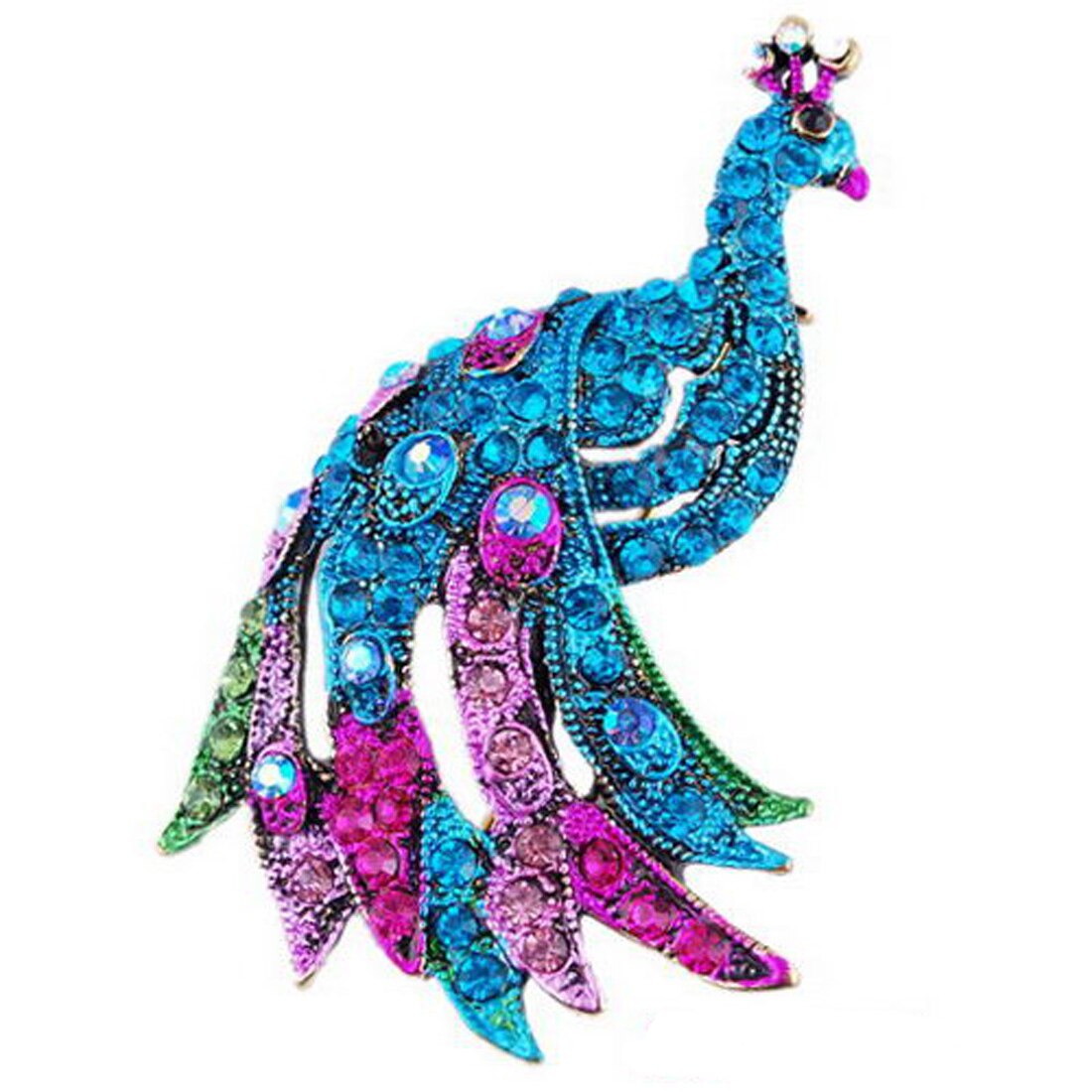 Rinhoo – broche d'oiseau volant en strass pour femmes, perles rondes, Animal, colibri, Badge Corsage: Zinc bleu plaqué