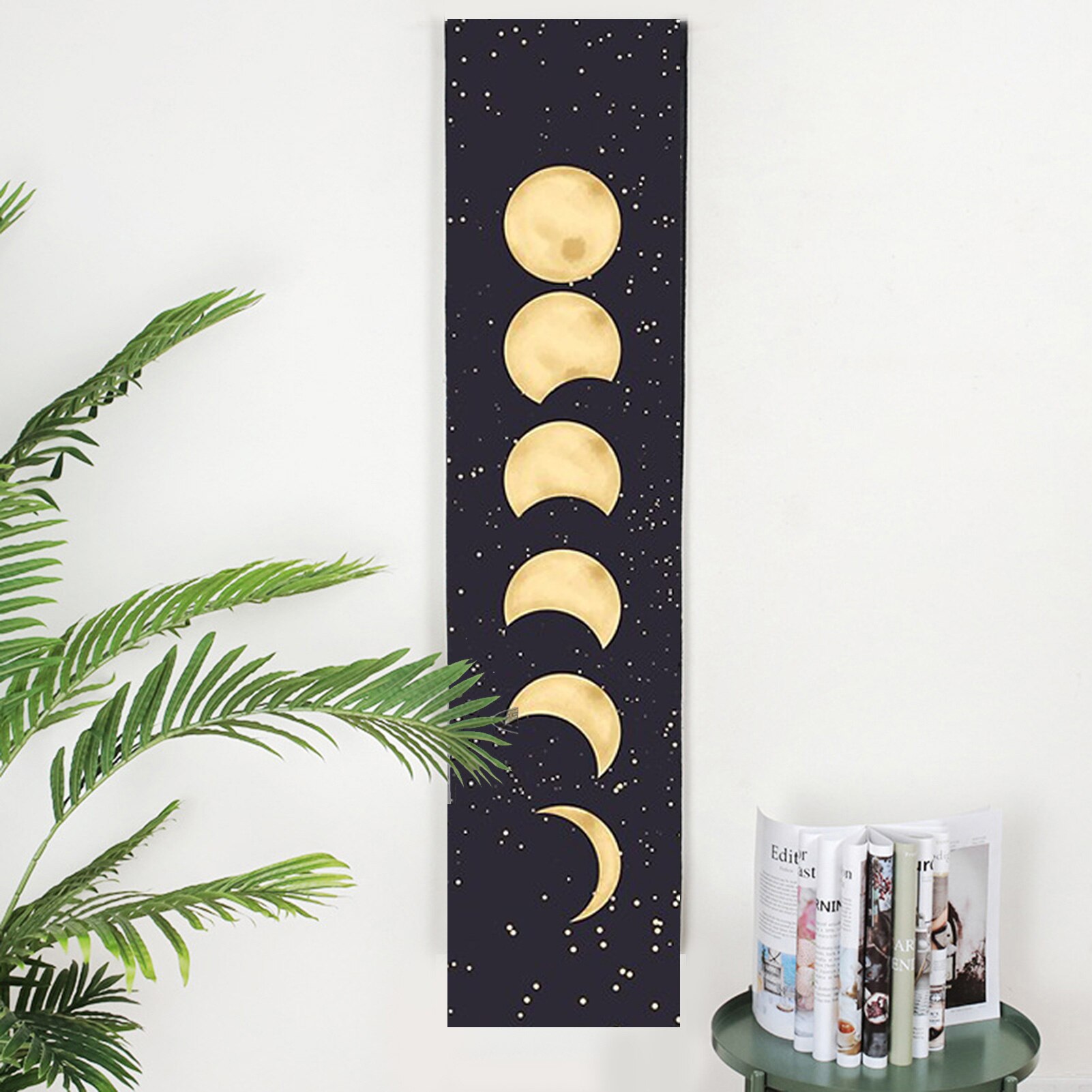 Moon Phase Tapestry Black Galaxy Night Sky Wall Hanging Psychedelic Moon phase Throw Blanket Home Decor Wall Hanging tapestry