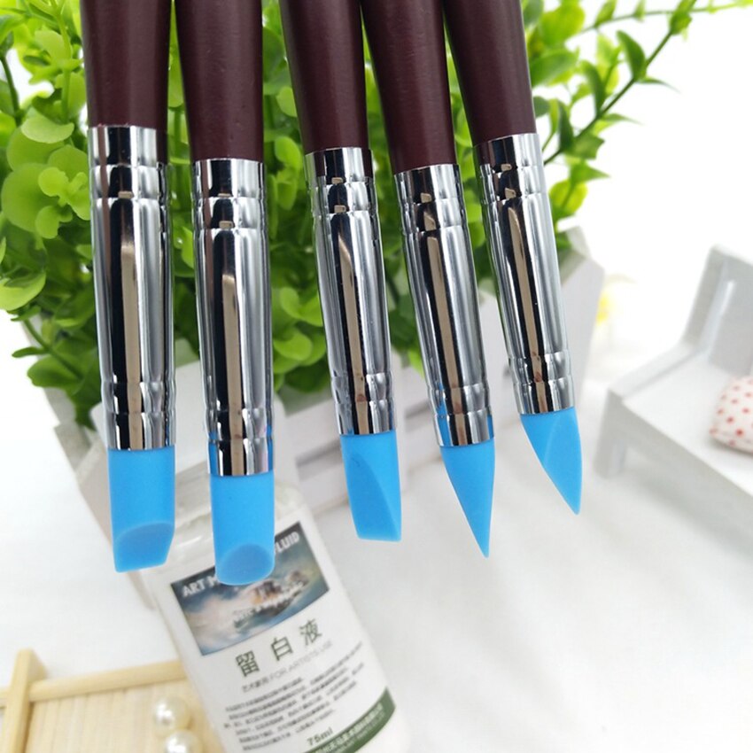 5 pièces/ensemble sculpture polymère argile outils caoutchouc pointe Silicone brosses poterie argile stylo façonnage sculpture outils pour peinture Nail Art