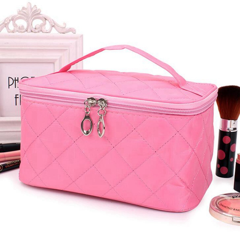 Kvinder rejser kosmetiktasker diamantgitter lynlås mænd makeuptasker arrangør skønhed toilettaske badevask makeup kits etui: 6