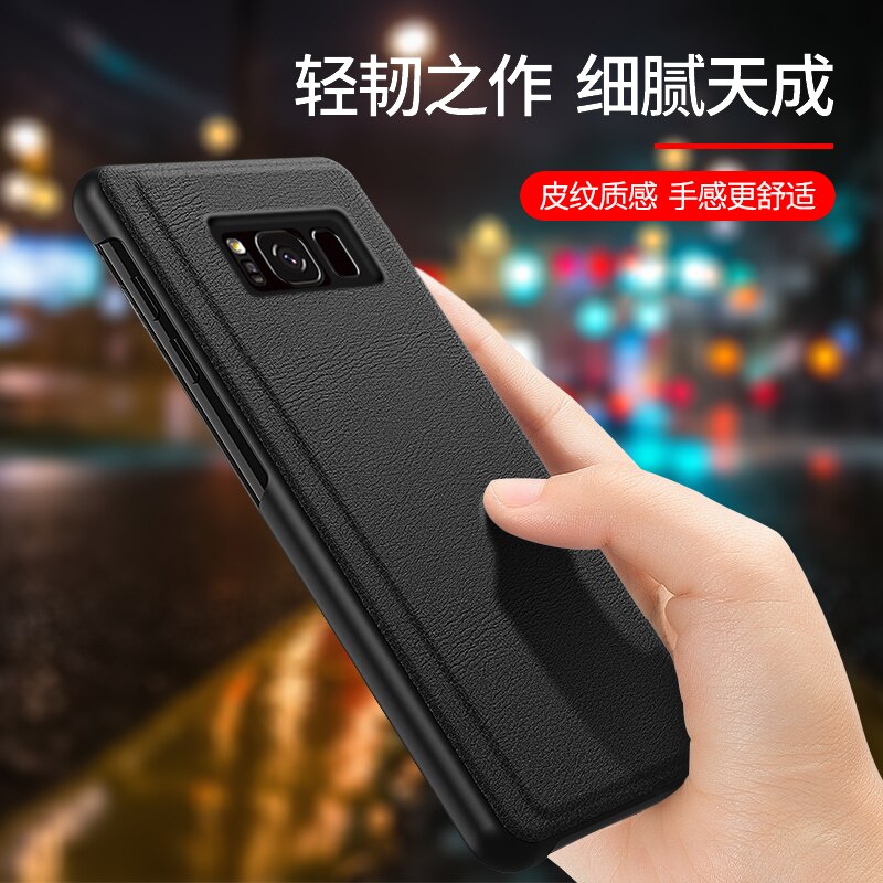 2020 del nuovo Sereno accorto Visualizza Specchio Finestra di Vibrazione di Caso per Samsung galassia Nota 8 9 3D Del Cuoio Del Basamento Della Copertura Posteriore Nota8 Nota9 Funda Capa