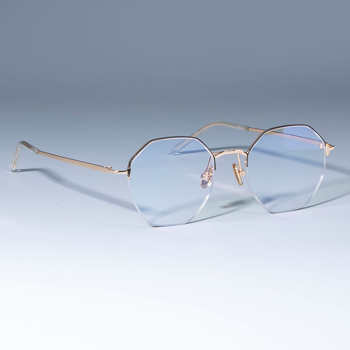49013 Semi-Rimless Square Glasses Frames Men Women Optical Computer Glasses: gold black