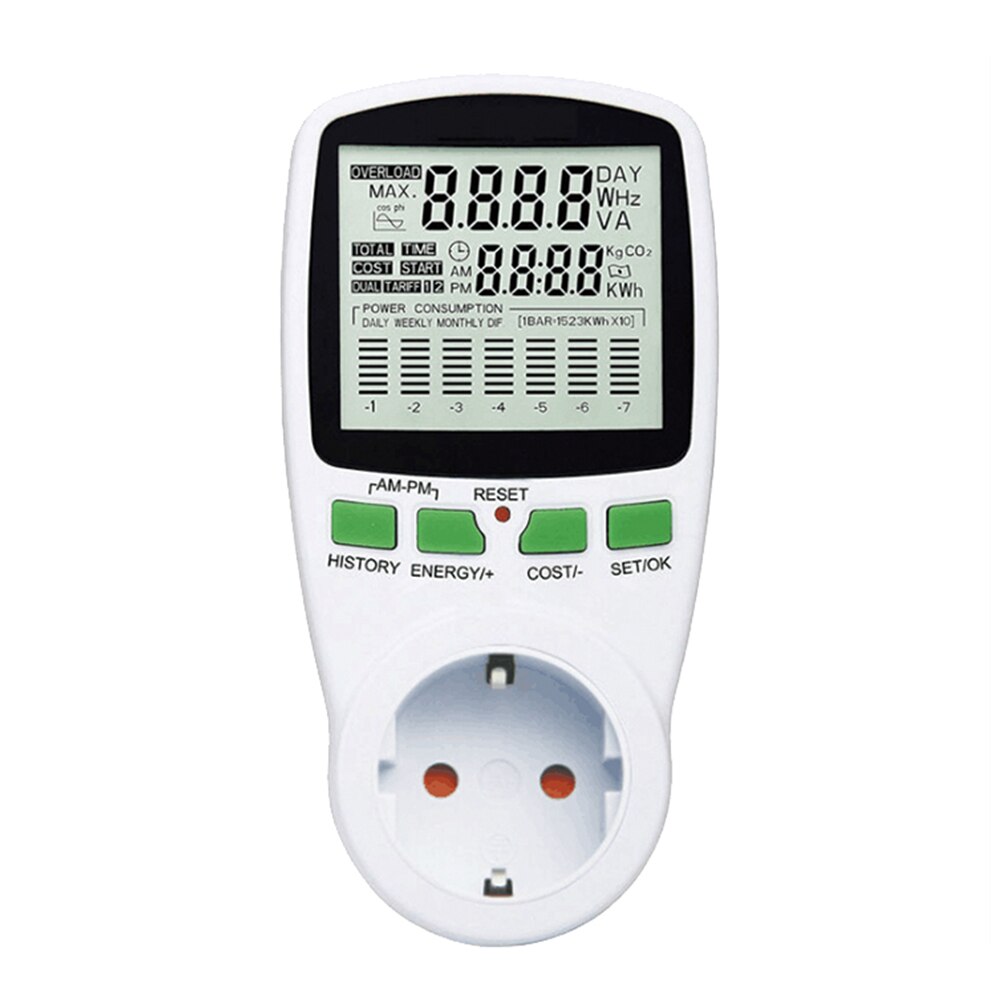 Plastic Power Metering Socket Electricity Cost Diagram Monitor Electric Meter Measuring Outlet Power Analyzer 16x8x8cm