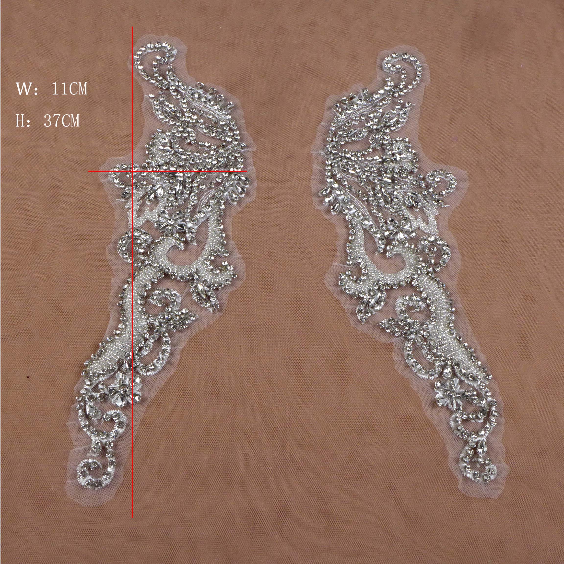 La Belleza Zilver/Off Witte Handgemaakte Kralen Applicaties 37*11 Cm Door Pair: Silver by stones