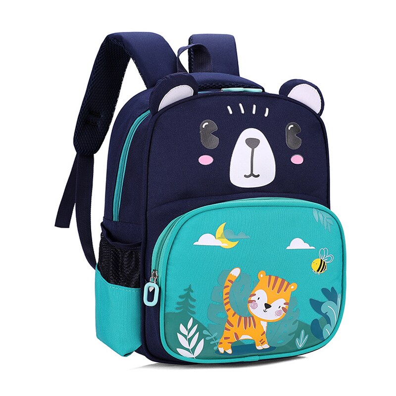 Cartoon Rugzak Voor Jongens Meisjes Leuke Kat Tijger Kinderen Mooie Nylon Schooltas Kleuterschool Schooltas 3-7 Jaar Kids: Green Tiger