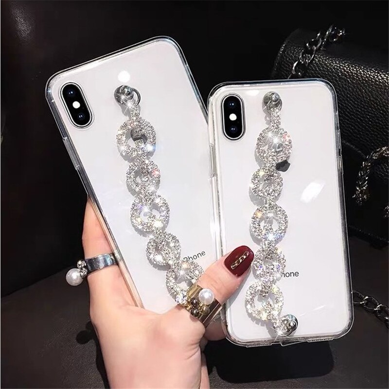 Bling Rhinestone Bracelet Phone Case For iPhone 11 Pro Max XR X Max XS 7 8 Plus Arcylic Shock Proof Phone Back Cover