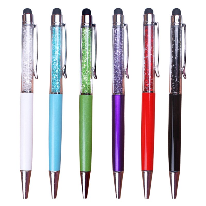6 Stks/set 2-In-1 Stylus Pen Crystal Touchscreen Balpennen Voor Schrijven School Kantoorbenodigdheden HJ55