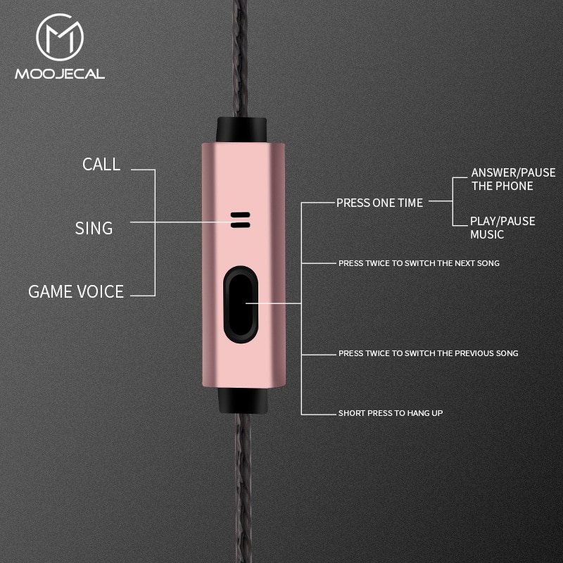 MOOJECAL In Ear Wired 3.5mm Earphone Earbuds Music Headphone for Xiaomi Samsung Iphone Smartphone with Microphone Wired Headset