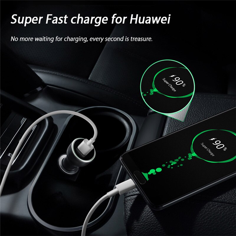 For Huawei Supercharge Car Charger Metal Quick Fast Charging for Huawei P30 P20 P10 Pro Mate 20 Honor 9X Pro FCP Phone Charger