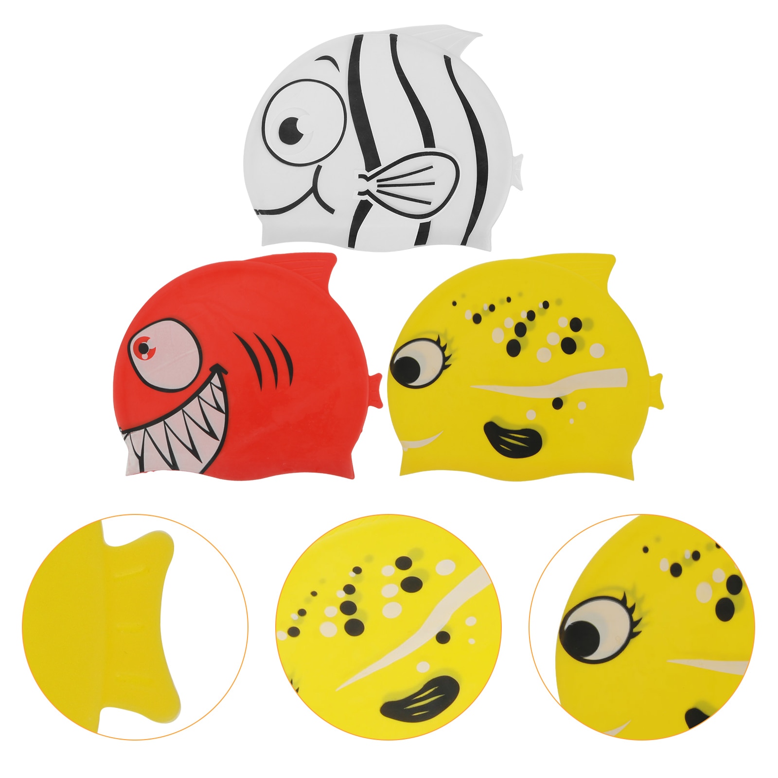 3pcs Fish Shape Swim Cap Practical Waterproof Swimming Hat Swim Hat for Child Kid: Default Title