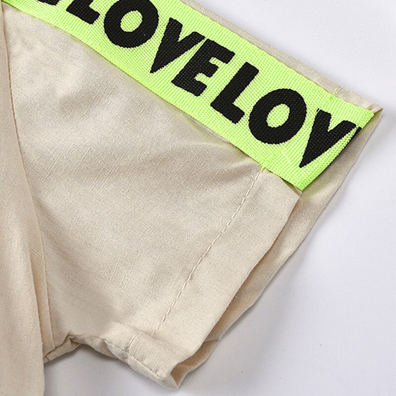 Abbigliamento per bambini Nuova Causale Estate Del Bambino Della Stampa Della Lettera Singolo Bottoni Del Pagliaccetto Della Tuta Tuta Outfit Shorts