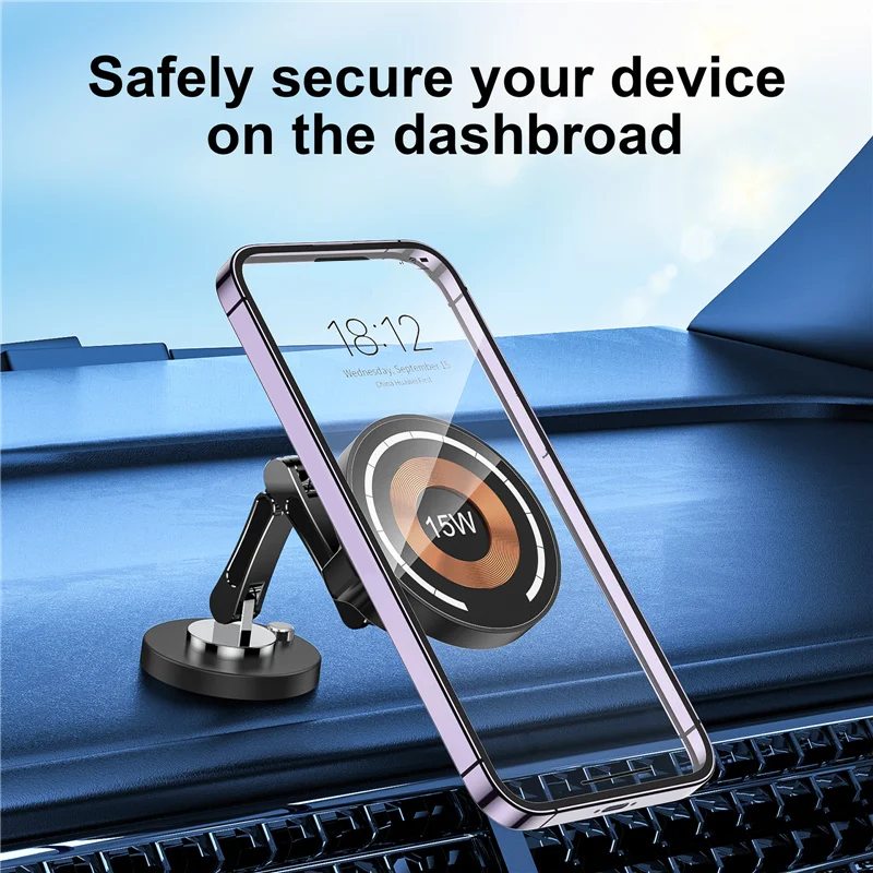 Soporte magnético para cargador inalámbrico de coche, soporte magnético para estación de carga rápida para iPhone 15, 14, 13, 12 Pro Max