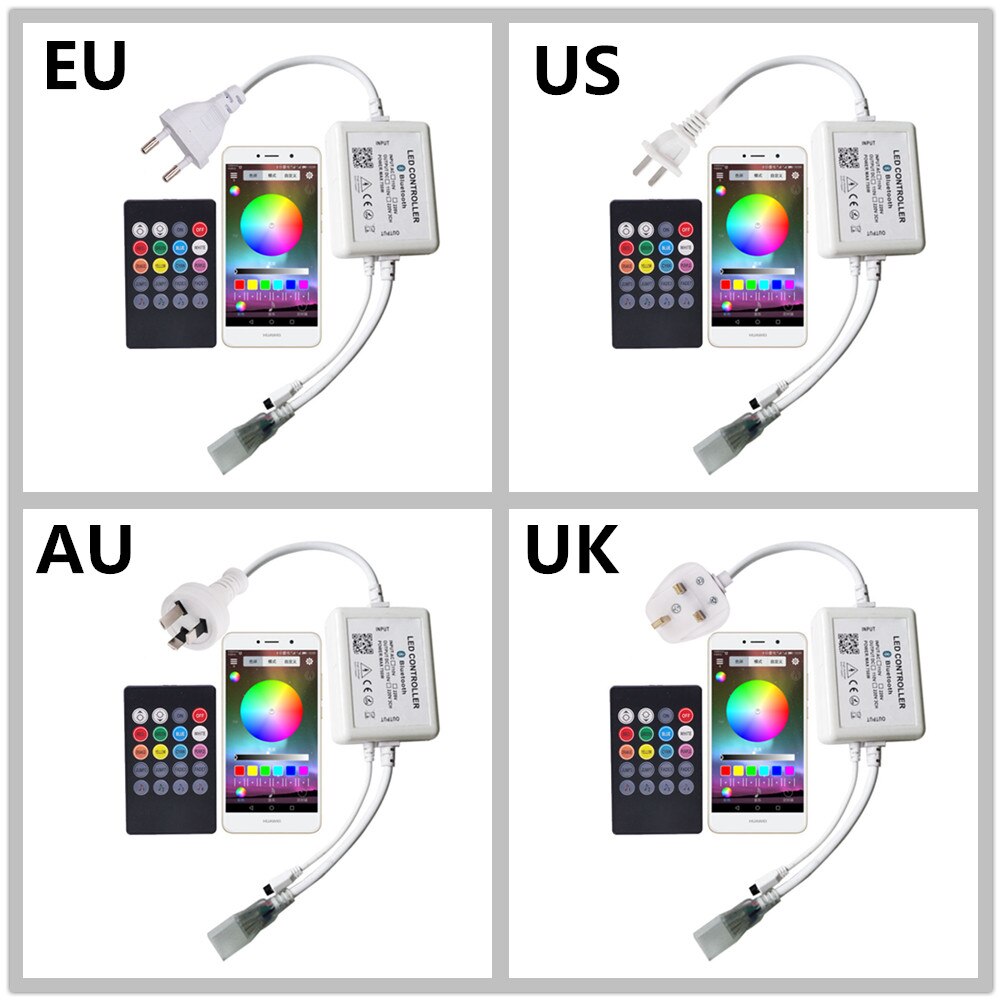 Regulador de intensidad con Bluetooth para música, 750W, 1500W, 110V, EE. UU., 220V, UE, AU, Reino Unido, 5050 V, tira de luces LED de neón, controlador con aplicación para IOS y Android