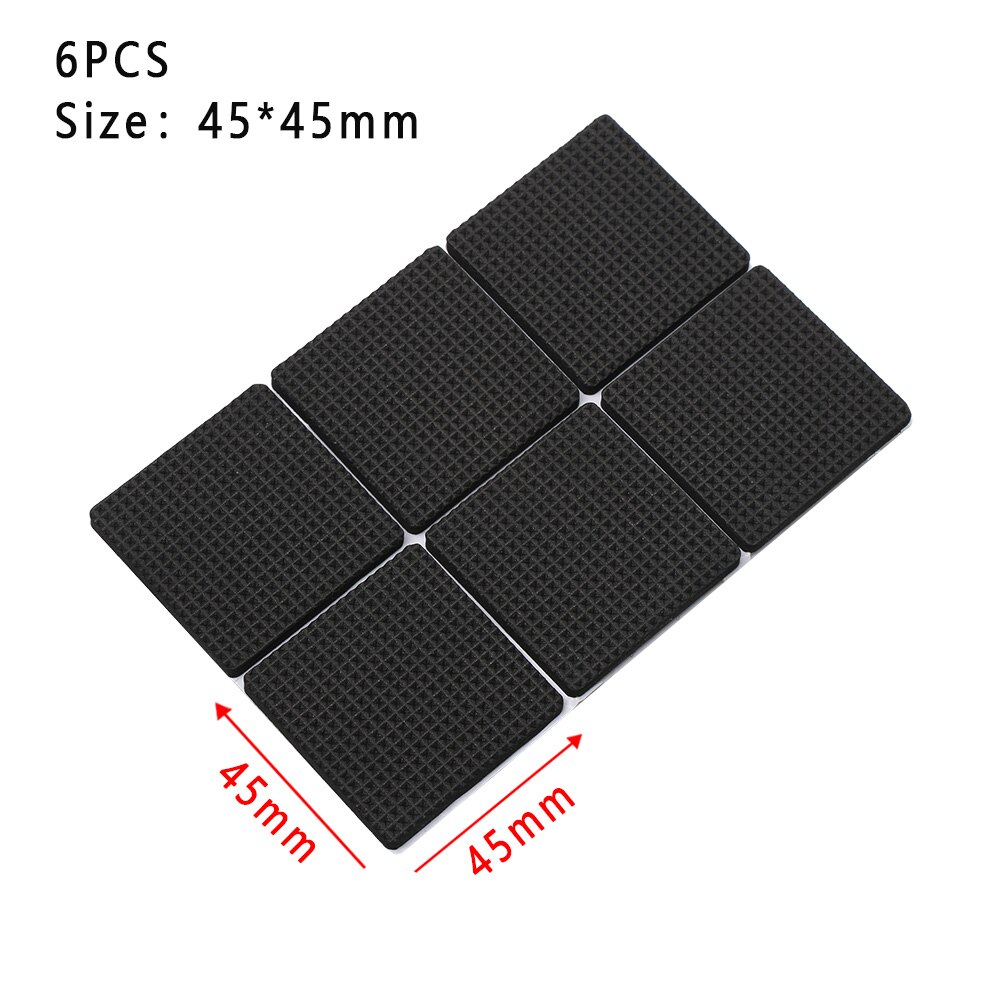 Anti-slip matte selvklebende møbler pads føtter teppefilt pads støtfanger demper for stol bord beskytter maskinvare møbler leg pad: Kvadrat 6 stk