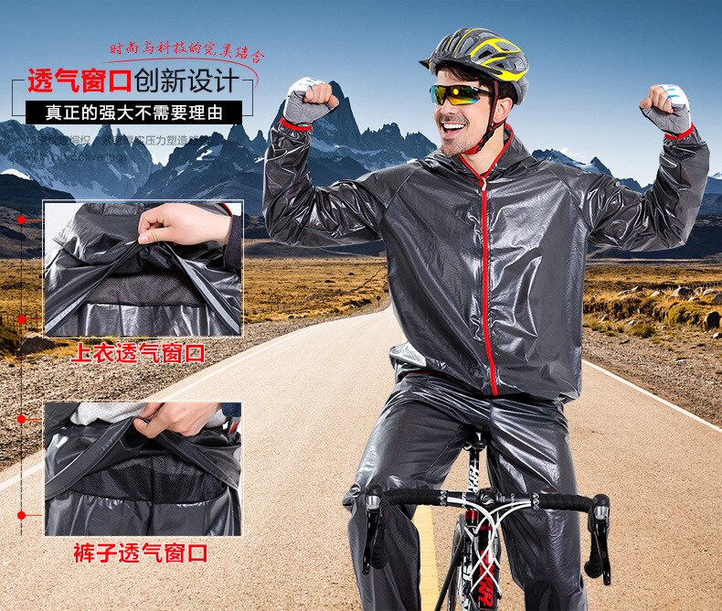 Unisex Sport Regenjas Motorfiets Fietsen Waterdicht Winddicht Regen Pak Regenkleding Ademend Reflecterende