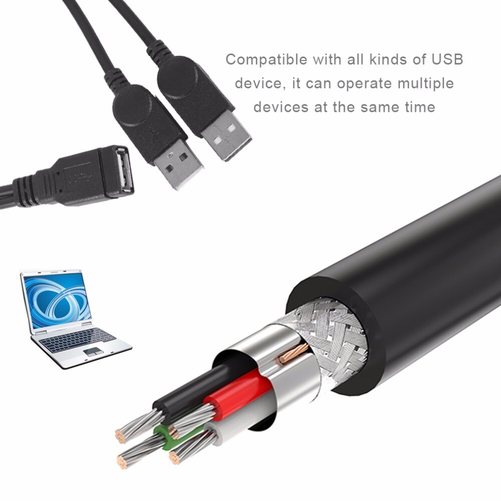 30 Cm Verlengkabel Usb 1 Female Naar 2 Dual Usb Male Data Hub Power Adapter Y Splitter Usb Opladen power Cord Kabel