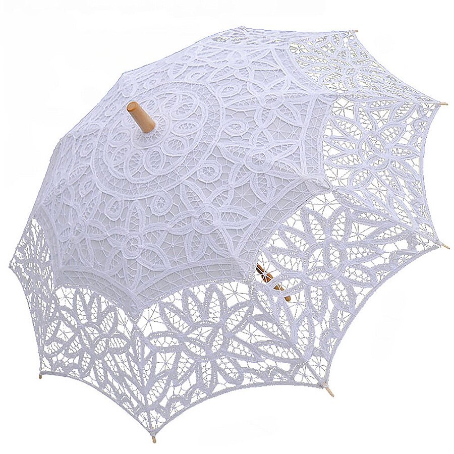 Otufan Parapluie Dentelle Mariage Vintage 38 Cm – Parasol Photo Élégant En Dentelle Blanche/Ivoire Pour Mariée